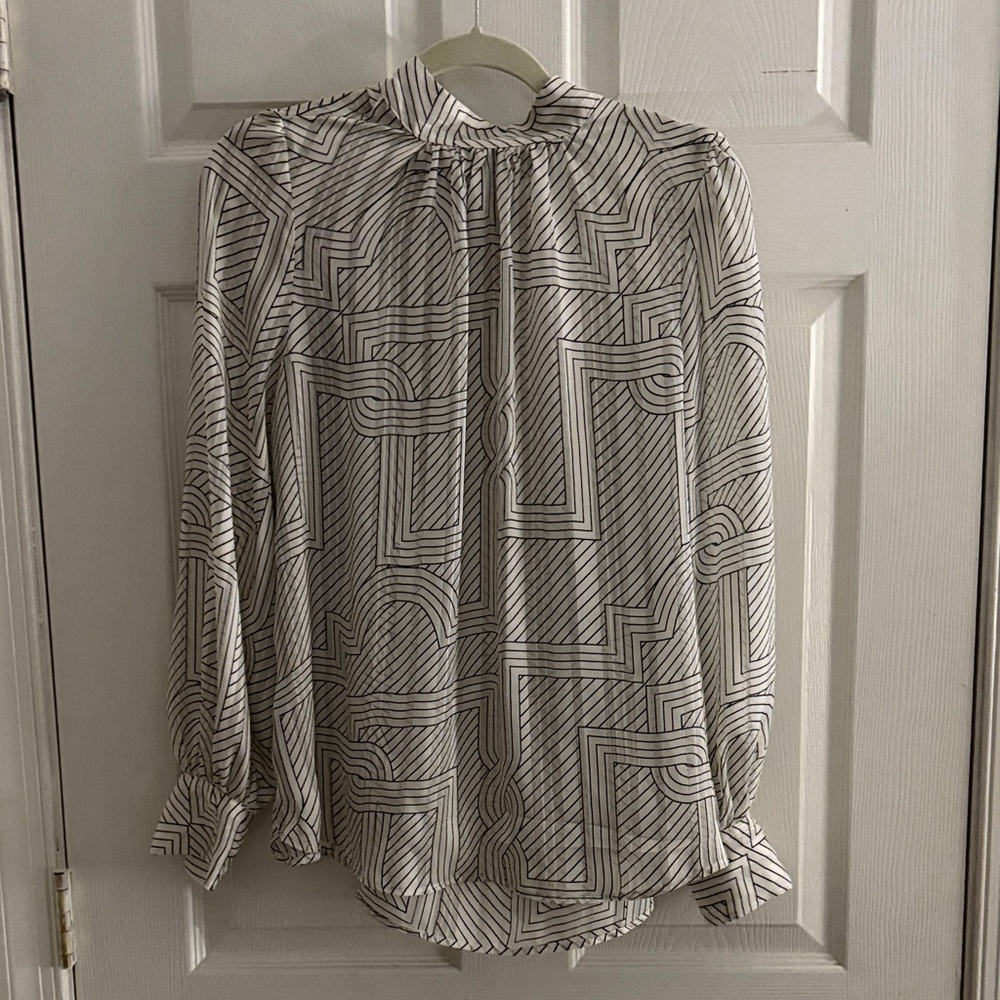 Geometric Black and White Women's Top sheer